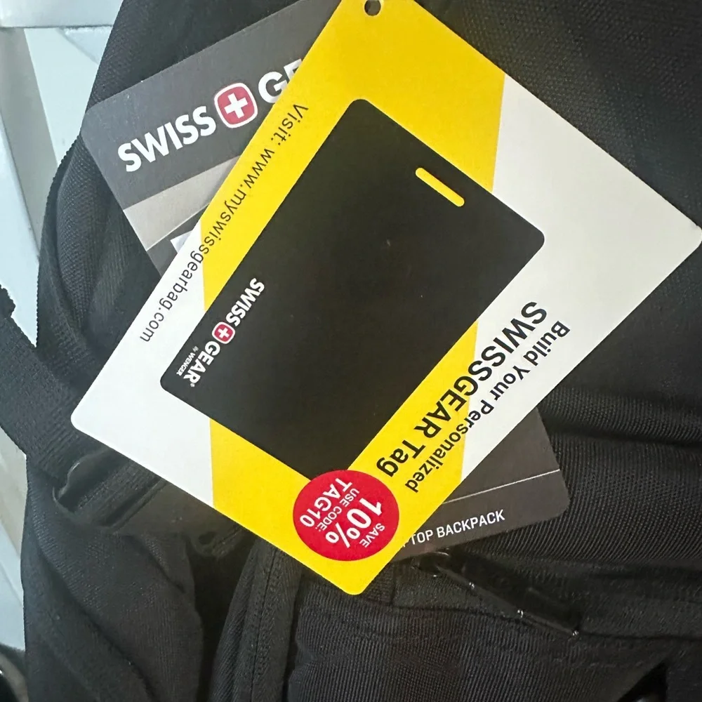 SwissGear Black Backpack with Durable Fabric and Padded Straps - Picture 9 of 10